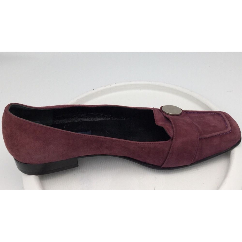 Enrico Gori Burgundy Suede Firenzi Womens' Apron Toe Slip Ons Sz 8M Italy - Picture 4 of 10
